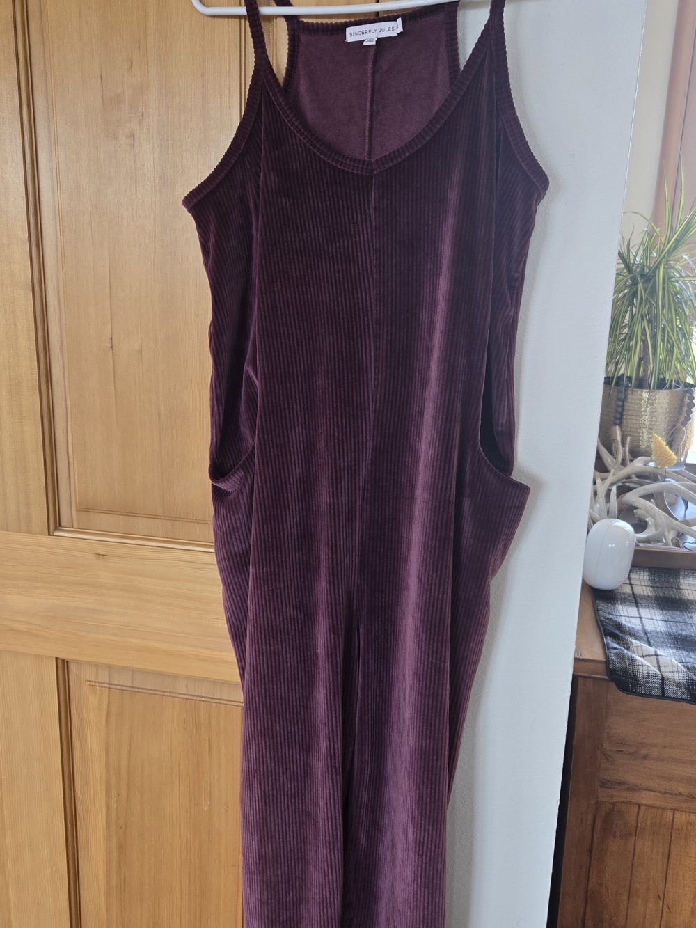 Sincerely Jules Ribbed Velvet Jumpsuit in Plum